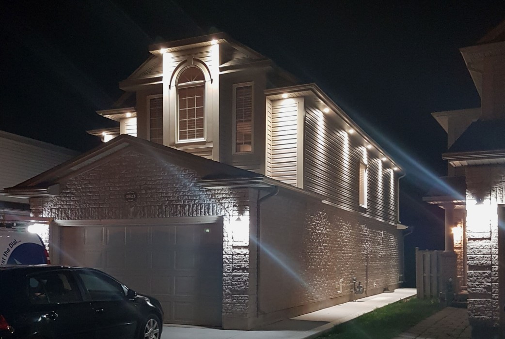 Orbit: Outdoor soffit installation in London, Ontario. Private residence.