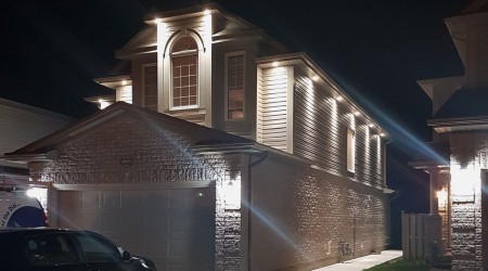 Orbit: Outdoor soffit installation in London, Ontario. Private residence.