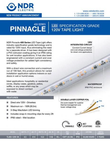 Sell Sheets: Pinnacle 400 Series